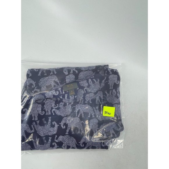 Mix by 41 Hawthorn Navy Blue Elephant Print Long Roll Tab Sleeve Top Shirt Small - Picture 12 of 12